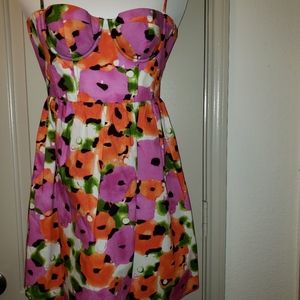 Abstract Floral Bustier Sundress